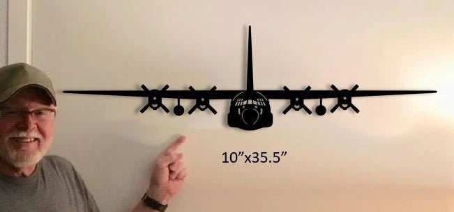 C130 Hercules 4blade Prop Aircraft With Gear Up Wall Art Large Metal Sign, Cut Metal Sign Wall Decor Laser Cut Metal Signs Custom Gift Ideas