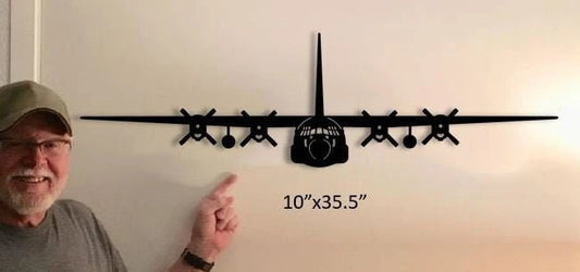 C130 Hercules 4blade Prop Aircraft With Gear Up Wall Art Large Metal Sign, Cut Metal Sign Wall Decor Laser Cut Metal Signs Custom Gift Ideas