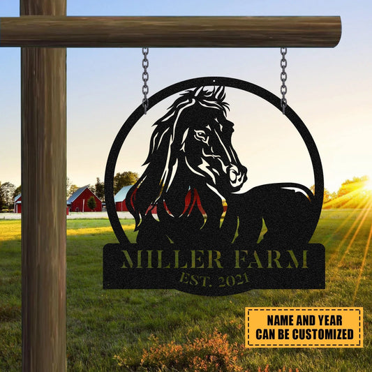 Personalized Metal Farm Sign Horse Monogram Laser Cut Metal Signs Custom Gift Ideas - 8 inches - metal sign