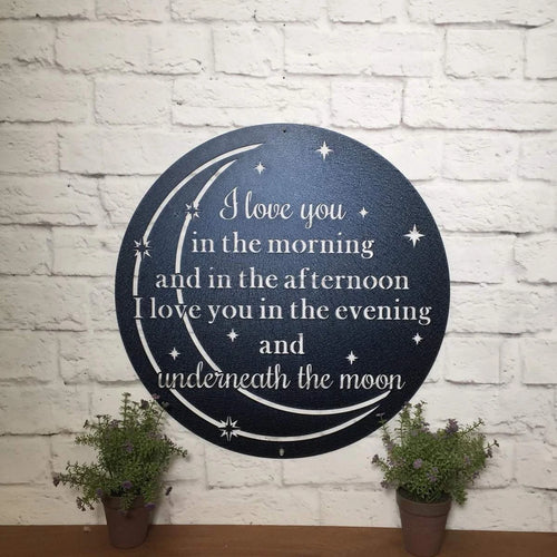 I Love You Quote Moon Metal Decor Cut Metal Sign Metal House Sign