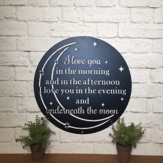 I Love You Quote Moon Metal Decor Cut Metal Sign Metal House Sign - 8 inches - metal sign