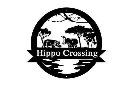 Hippo Metal Sign Laser Cut Metal Signs Custom Gift Ideas - 8 inches - metal sign