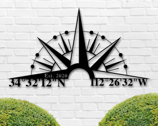 Gps Coordinates Sign, Custom Metal Sign, Metal Wall Art, Latitude And Longitude Signs, Personalized - wedding detail