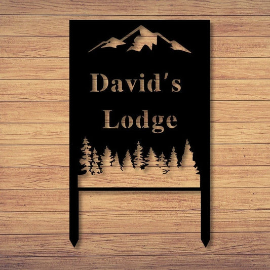 Custom Cabin Sign Metal Address Sign Mountain Home Sign Outdoor Family Name Sign Outdoor Decor Metal Sign Personalized Ranch Sign - 8 inches - metal sign