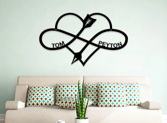 Personalized Name Infinity Heart Steel Wall Decor Metal Wall Art Metal Home Decor Steel Wall Decor Metal - wedding detail