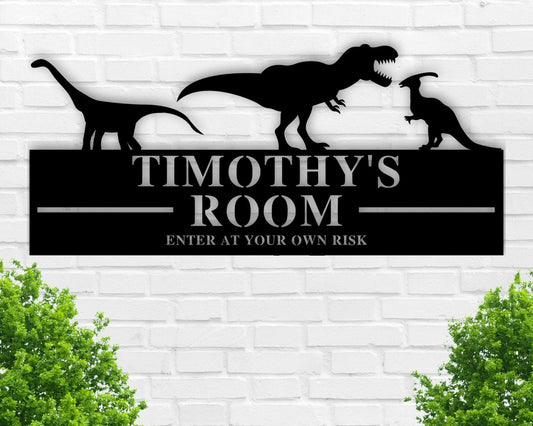 Dinosaur Name Sign, Nursery Decor, Personalized Metal Sign, Metal Name, Personalized Name Sign, Kids Name - metal sign