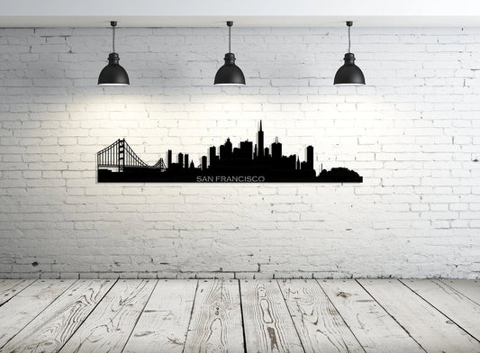 San Francisco City Silhouette Metal Wall Art, San Francisco Skyline Metal Wall Decor, Home Living Room - metal sign