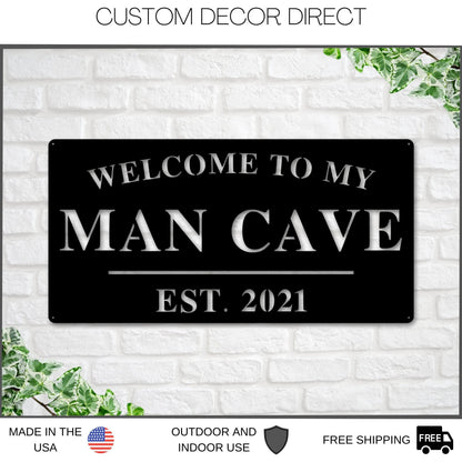 Man Cave Sign, Man Cave Decor, Personalized Man Cave Sign, Gift For Dad, Fathers Day Sign, Welcome To My Man Cave, Man Cave Metal Sign, Dad Laser Cut Metal Signs Custom Gift Ideas