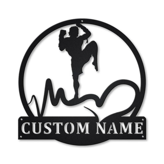 Personalized Love Muay Thai Monogram Metal Sign Art, Custom Love Muay Thai Sport Metal Sign, Hobbie - metal sign