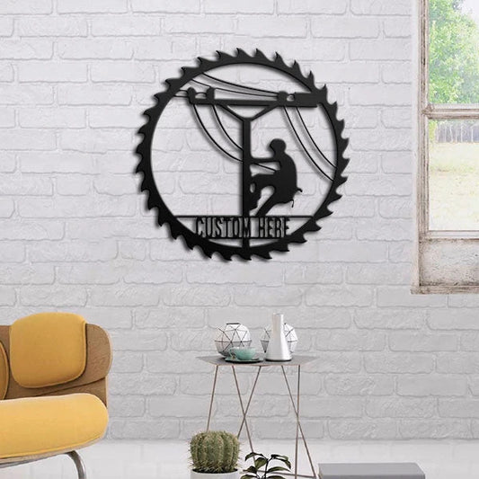 Lineman Personalized Name Metal Wall Art Laser Cut Metal Signs Custom Gift Ideas - 8 inches - metal sign
