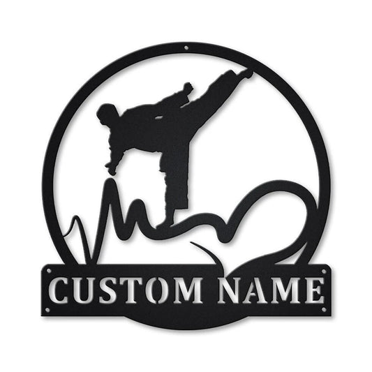 Personalized Love Taekwondo Monogram Metal Sign Art, Custom Love Taekwondo Sport Metal Sign, Hobbie - metal sign