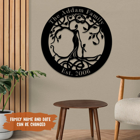 Customized Family Name And Est Date Tree Of Life Metal Art, Mother Nature Art Laser Cut Metal Signs Custom Gift Ideas - 8 inches - metal sign