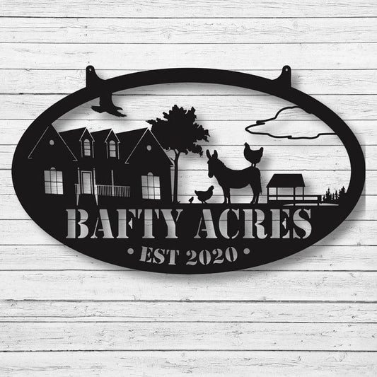 Custom Family Name Ranch Sign - 8 inches - metal sign