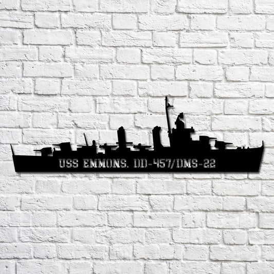 Uss Emmons. Dd457 dms22 Navy Ship Metal Art, Custom Us Navy Ship Cut Metal Sign, Gift For Navy Veteran - metal sign