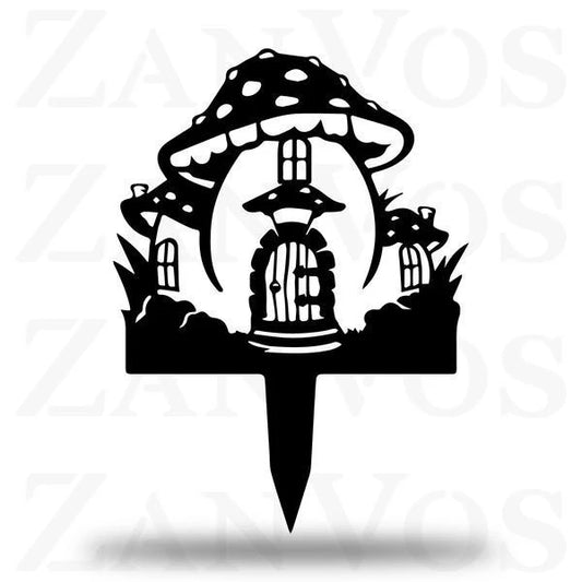 Mushroom House Customized Metal Signs Custom Metal Sign Custom Signs Metal Sign - 8 inches - metal sign