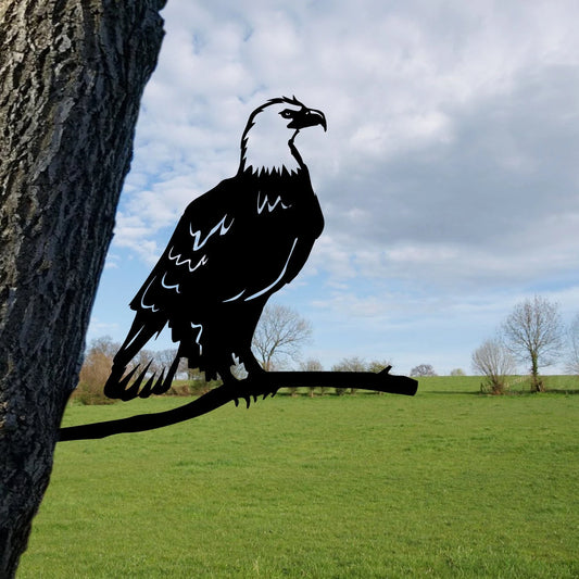 Eagle Metal Tree Sign, Garden Decoration Laser Cut Metal Signs Custom Gift Ideas - 8 inches - metal sign