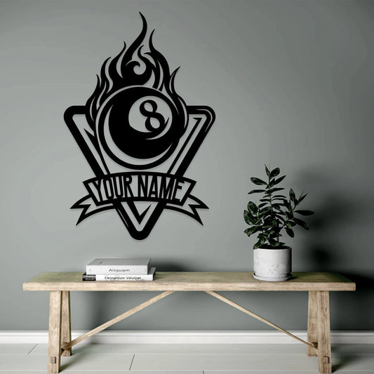 Custom Billards Sign Billard Metal Sign Last Name Sign Billards Lovers Pool Hall Sign Man Cave Sign Game Room Sign - 8 inches - metal sign