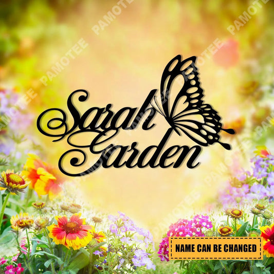 Custom Name Butterfly Garden Metal Art, Home Steel Decoration, Metal Laser Cut Metal Signs Custom Gift Ideas - 8 inches - metal sign