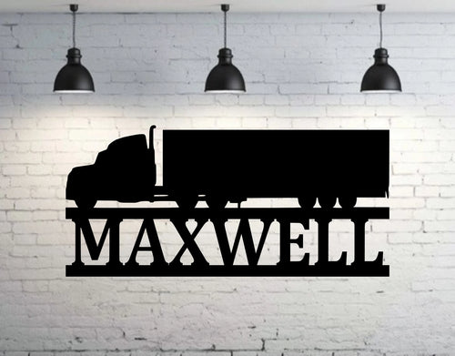 Custom Truck Driver Name Sign Semi Truck Wall Sign Tractor Trailer Gift Eighteen Wheeler Present Trucker Christmas Gift Metal Truck Art