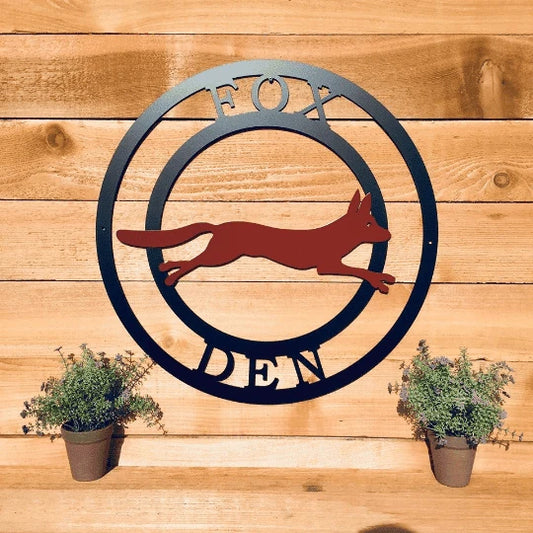Twocolor Fox Ranch Sign Cut Metal Sign Metal House Sign - 8 inches - metal sign