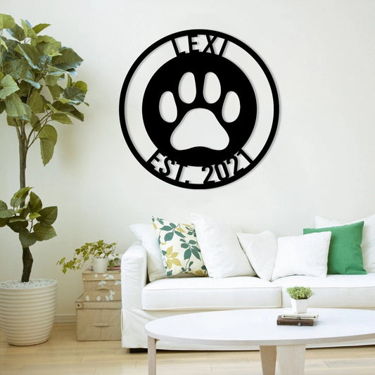 Personalized Dog Paw Metal Sign, Custom Pet Art Gift For Dog Lovers, Metal Laser Cut Metal Signs Custom Gift Ideas - 8 inches - metal sign