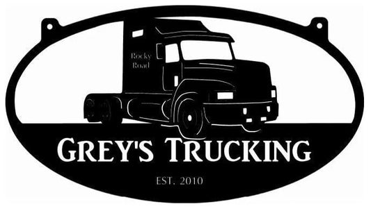 Metal Truck Sign With Semi Truck, And Your Name, 4ft Across, Metal Wall Art, Metal House Sign Laser Cut Metal Signs Custom Gift Ideas - 8 inches - metal sign