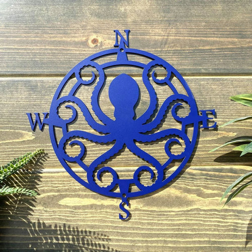 Kraken Octopus Compass Wall Decor Cut Metal Sign Metal House Sign
