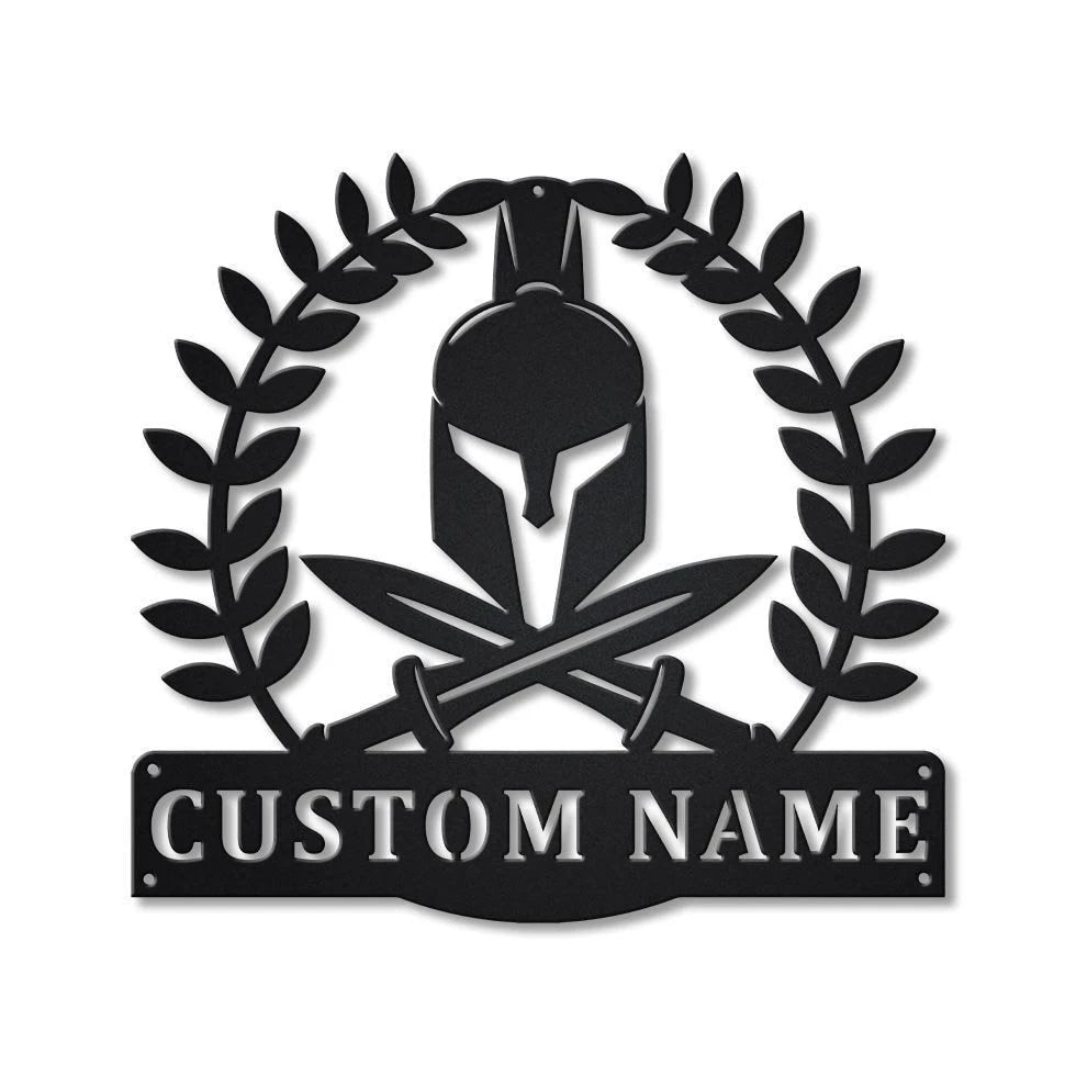 Personalized Spartan Warrior Monogram Metal Sign Art, Custom Spartan Warrior Metal Wall Art, Spartan Antler Decor, Housewarming Outdoor, Laser Cut Metal Signs Custom Gift Ideas