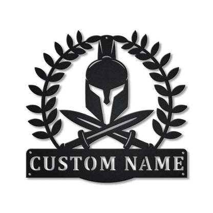 Personalized Spartan Warrior Monogram Metal Sign Art, Custom Spartan Warrior Metal Wall Art, Spartan Antler Decor, Housewarming Outdoor, Laser Cut Metal Signs Custom Gift Ideas