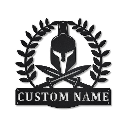 Personalized Spartan Warrior Monogram Metal Sign Art, Custom Spartan Warrior Metal Wall Art, Spartan Antler Decor, Housewarming Outdoor, Laser Cut Metal Signs Custom Gift Ideas