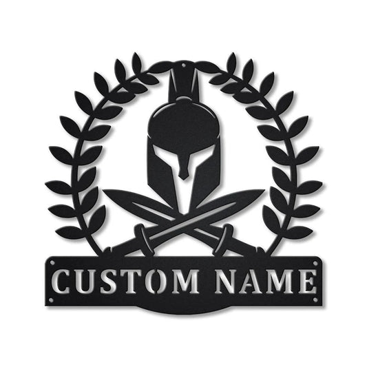 Personalized Spartan Warrior Monogram Metal Sign Art, Custom Spartan Warrior Metal Wall Art, Spartan - metal sign