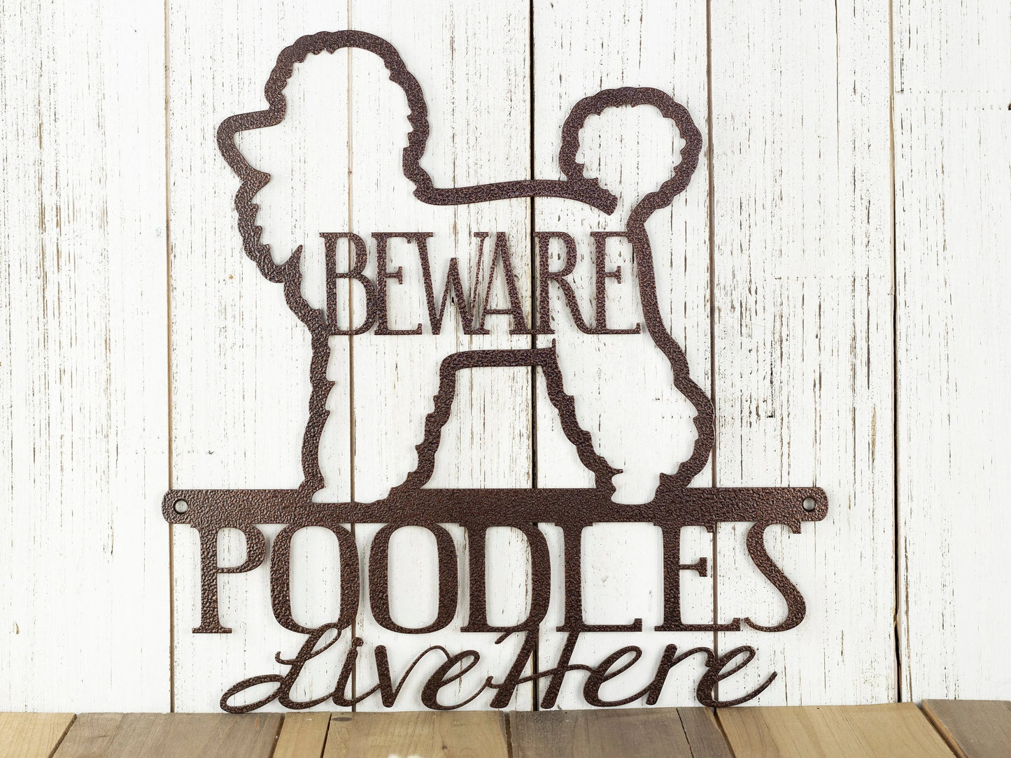Poodles Live Here Metal Sign Copper Poodle Dog Sign Outdoor Sign Wall Decor Signs