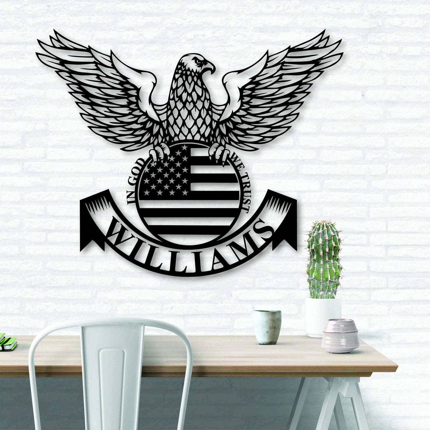 Custom Metal Eagle American Flag Sign Family Name Metal Sign Metal Family Wall Decor Last Name Metal Sign Door Hanger Housewarming Gift