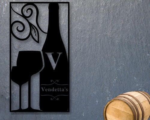 Wine Sign Wine Name Sign Custom Metal Sign Wall Decor Cellar Sign Wine Rack Sign Rustic Gift For Him Gift For Her Wine Cellar Decor