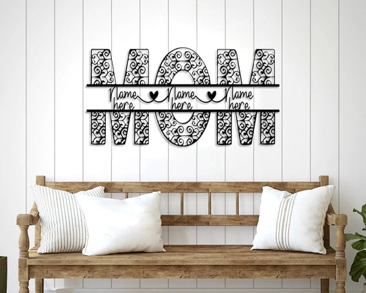 Personalized Mom Metal Wall Art, Sign For Home, Kids Name Signs, Metal Sign For Mom, Housewarming Gift - metal sign