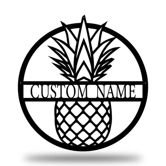 Pineapple Monogram Customized Metal Signs, Custom Metal Sign, Custom Signs, Metal Sign, Metal Laser Cut Metal Signs Custom Gift Ideas - 8 inches - metal sign