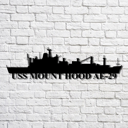 Uss Mount Hood Ae29 Navy Ship Metal Art, Gift For Navy Veteran, Navy Ships Silhouette Metal Art, Navy Home Decor Laser Cut Metal Signs Custom Gift Ideas