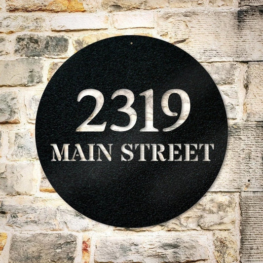 Metal Circle Address Sign Custom Metal Sign Outdoor Metal Sign House Numbers Address Sign housewarming Gift - 8 inches - metal sign