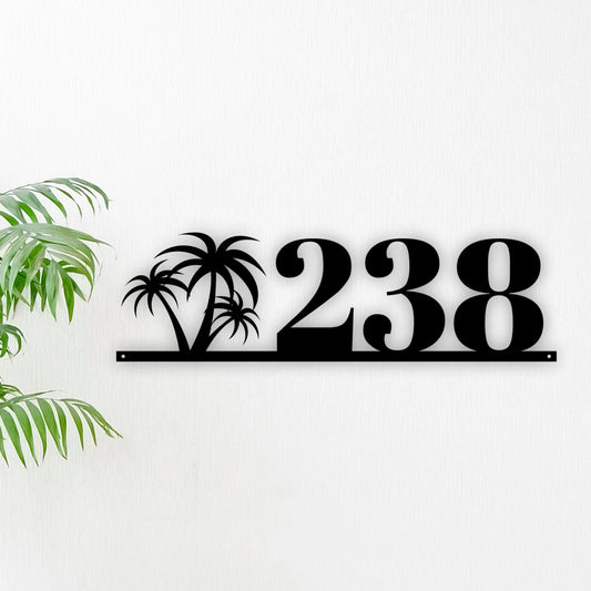 Palm Tree House Number Metal Sign, Outdoor Sign, House Numbers, Address Sign, Address Plaque, Metal House - metal sign