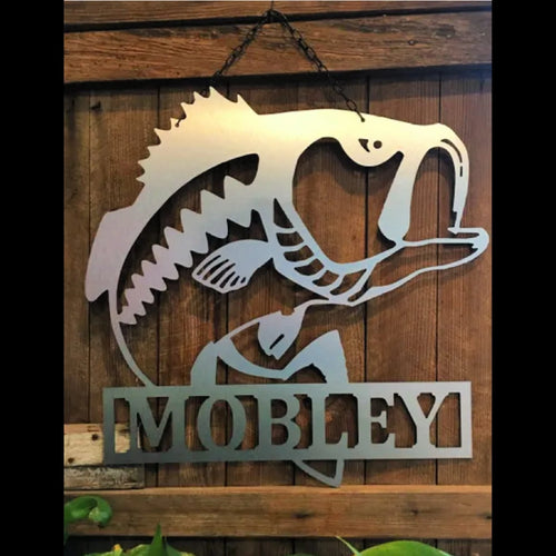 Family Name Bass Fish Decor Bass Fishing Fishing Gifts For Men Family Name Decor Man Cave Gifts Name Sign For Wall