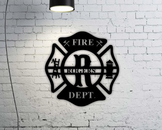 Personalized Metal Maltese Cross Sign, Firefighter Gift, Monogram Door Hanger, Firefighter Gift, First - metal sign