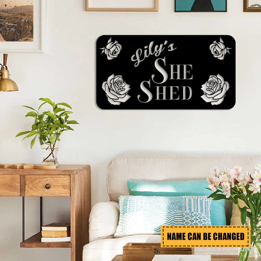 Customized She Shed Flowers Metal Art, Mother's Day Gift Laser Cut Metal Signs Custom Gift Ideas - metal sign