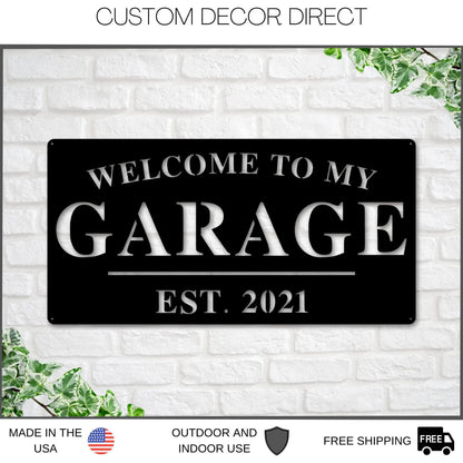 Garage Sign, Garage Decor, Personalized Garage Sign, Gift For Dad, Fathers Day Sign, Welcome To My Garage, Man Cave Metal Sign, Dad Gift Laser Cut Metal Signs Custom Gift Ideas