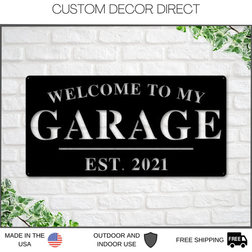 Garage Sign, Garage Decor, Personalized Garage Sign, Gift For Dad, Fathers Day Sign, Welcome To My Garage, Man Cave Metal Sign, Dad Gift Laser Cut Metal Signs Custom Gift Ideas