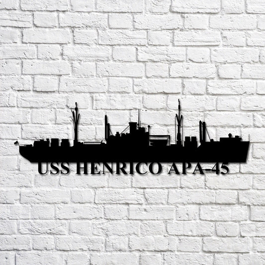 Uss Henrico Apa45 Navy Ship Metal Art, Custom Us Navy Ship Cut Metal Sign, Gift For Navy Veteran, Navy - metal sign