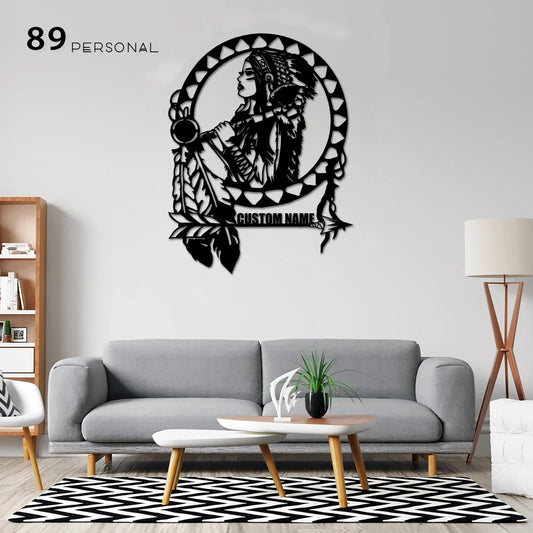 Native American Women Leadership Activism and Feminism Personalized Metal House Sign - 8 inches - metal sign