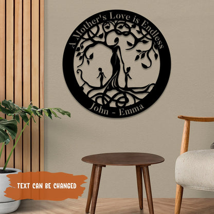 A Mother's Love Is Endless Tree Of Life Metal Sign, Housewarming Wedding Gift Laser Cut Metal Signs Custom Gift Ideas