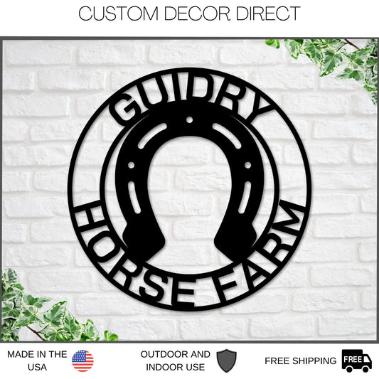 Horseshoe Custom Sign, Steel Art, Barn Sign, Custom Metal Sign, Horseshoe Metal Art, Horseshoe Art - metal sign