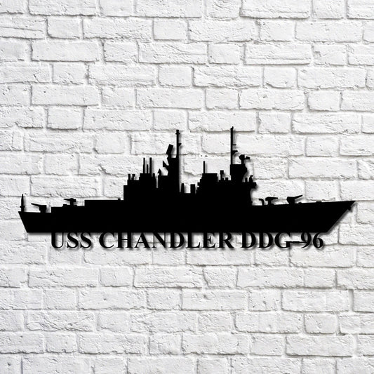 Uss Chandler Ddg96 Navy Ship Metal Art, Custom Us Navy Ship Cut Metal Sign, Gift For Navy Veteran, Navy - metal sign