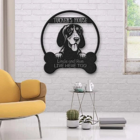 Bluetik Coonhound Dog Lovers Funny Personalized Metal House Sign Cut Metal Sign